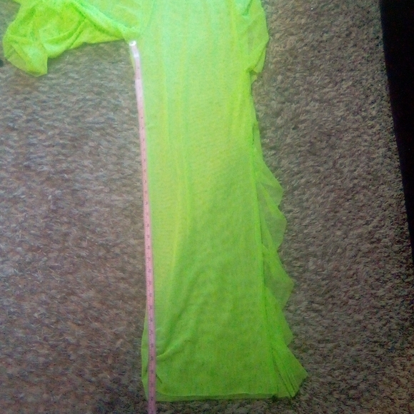 Love University Mesh Neon Green Ruffle Swim Cover-up Stretchy Pant - Picture 13 of 14